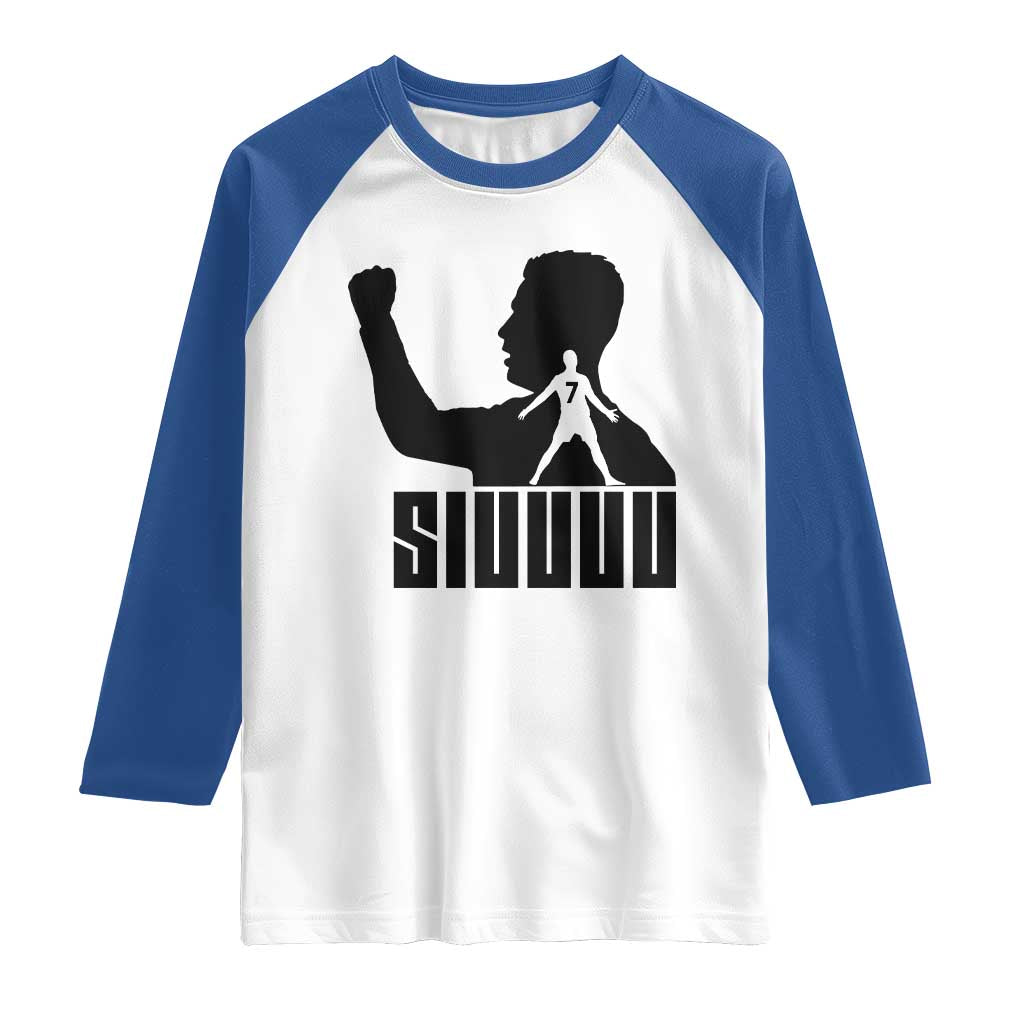 Siuuuu Number Seven Soccer Celebration Raglan Shirt Funny Sport Lovers Gift