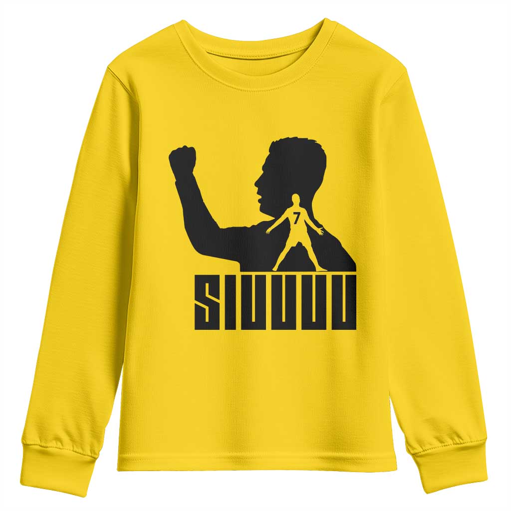 Siuuuu Number Seven Soccer Celebration Youth Sweatshirt Funny Sport Lovers Gift
