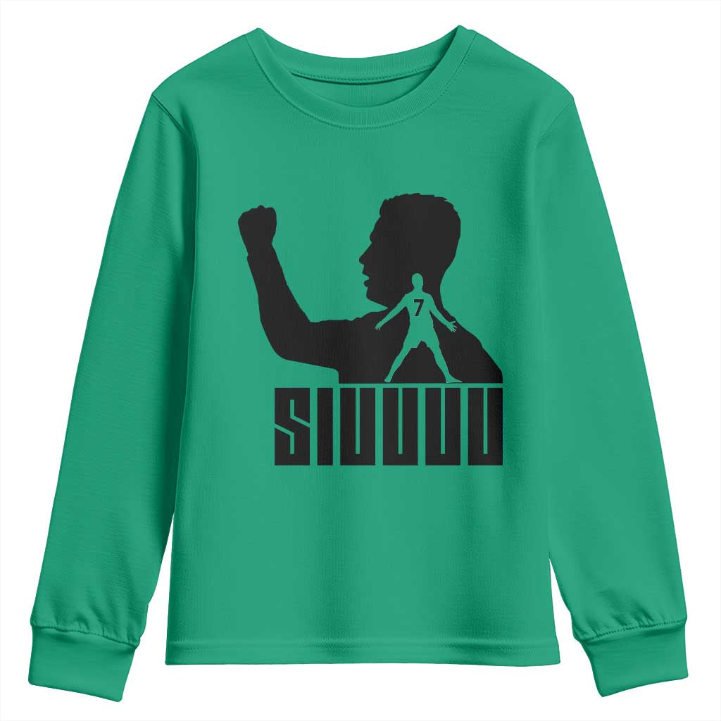 Siuuuu Number Seven Soccer Celebration Youth Sweatshirt Funny Sport Lovers Gift