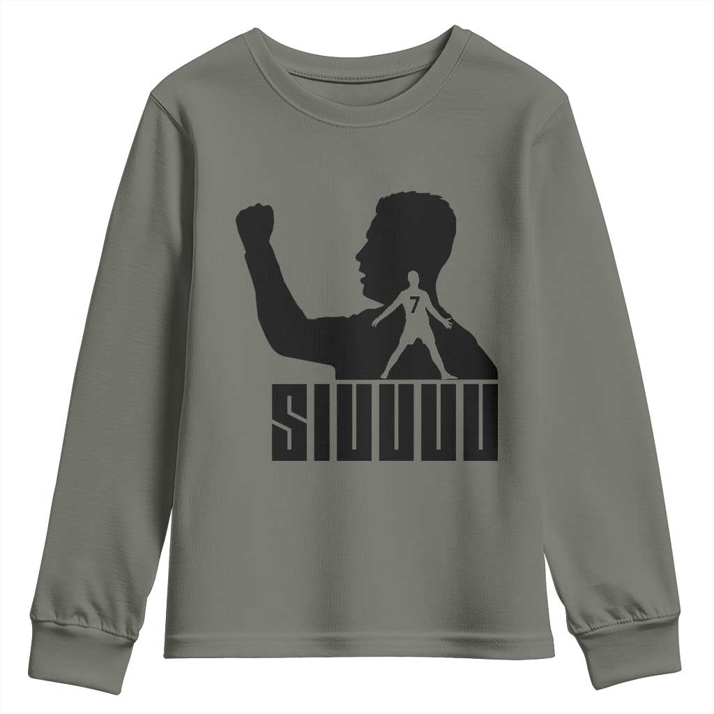 Siuuuu Number Seven Soccer Celebration Youth Sweatshirt Funny Sport Lovers Gift