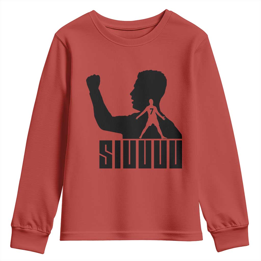Siuuuu Number Seven Soccer Celebration Youth Sweatshirt Funny Sport Lovers Gift