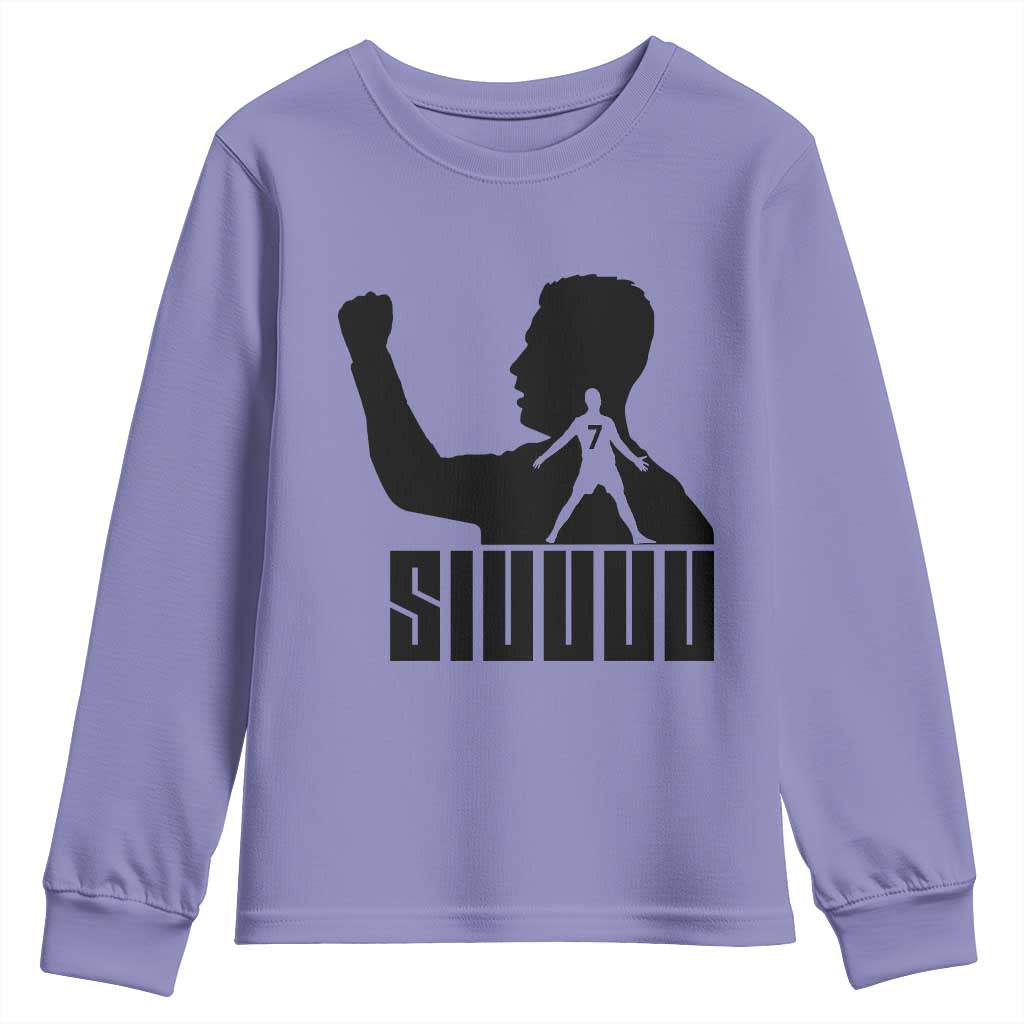 Siuuuu Number Seven Soccer Celebration Youth Sweatshirt Funny Sport Lovers Gift
