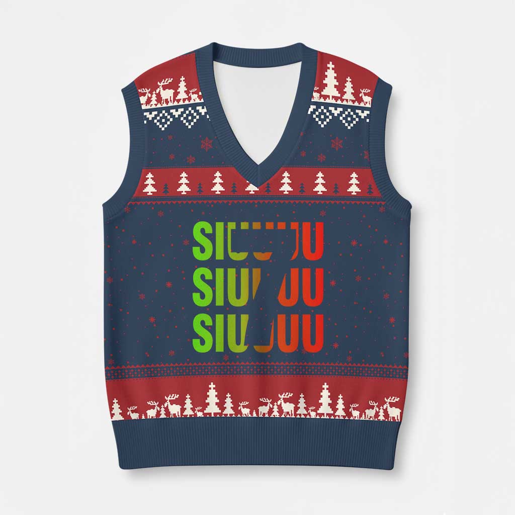 Siuuuu Soccer Celebration V-Neck Knit Sweater Vest Gift For Soccer Lovers
