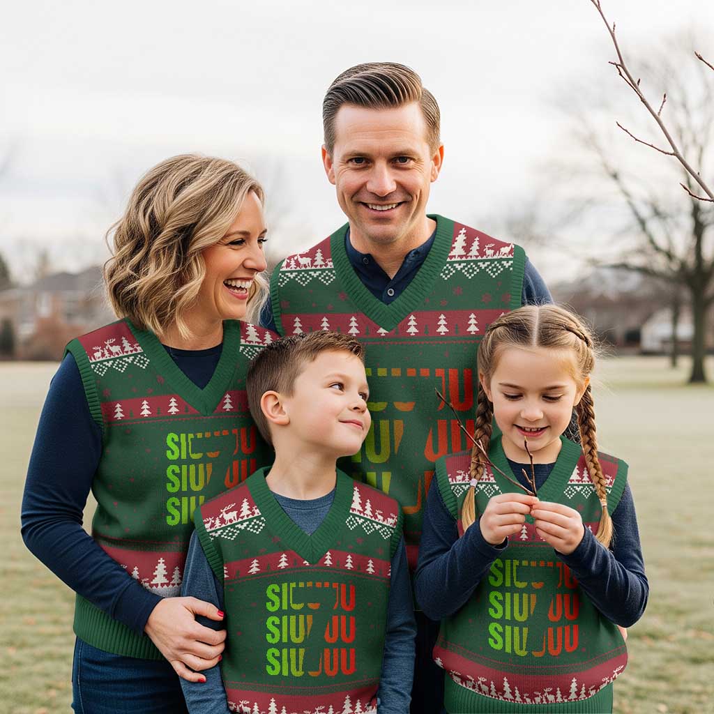 Siuuuu Soccer Celebration V-Neck Knit Sweater Vest Gift For Soccer Lovers