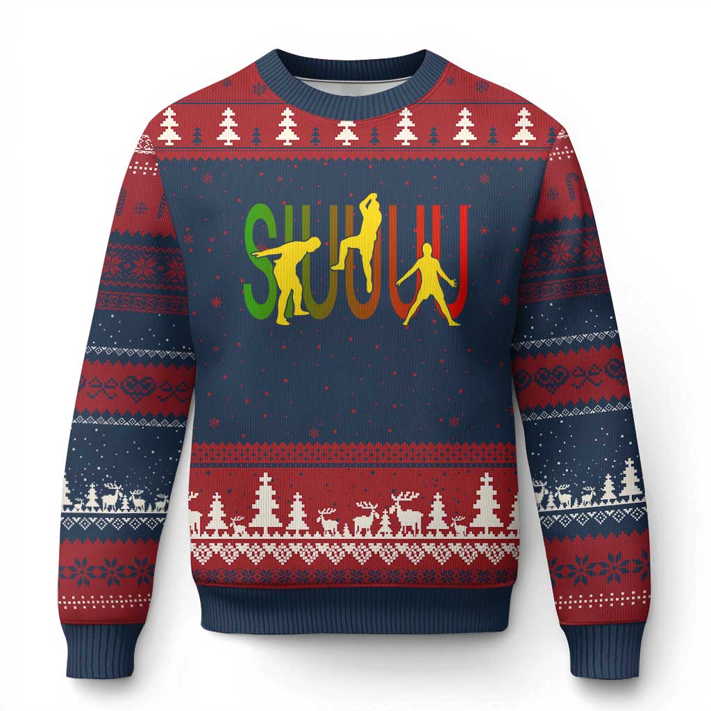 Funny Game Day Soccer Celebration Gift Ugly Christmas Sweater Siuuuu
