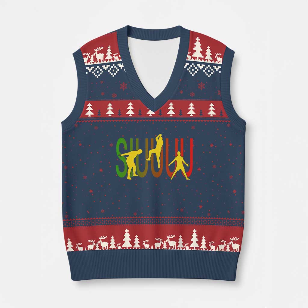 Funny Game Day Soccer Celebration Gift V-Neck Knit Sweater Vest Siuuuu