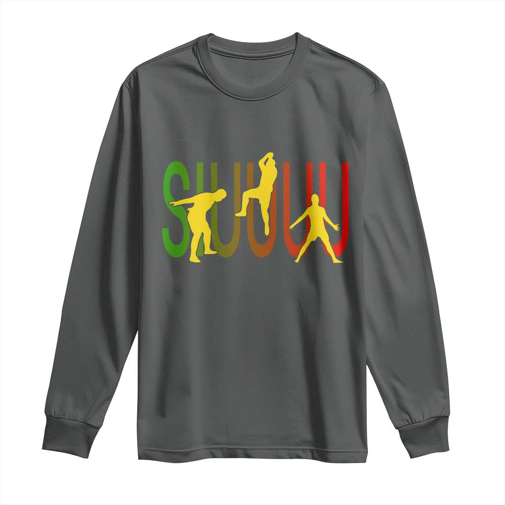 Funny Game Day Soccer Celebration Gift Long Sleeve Shirt Siuuuu