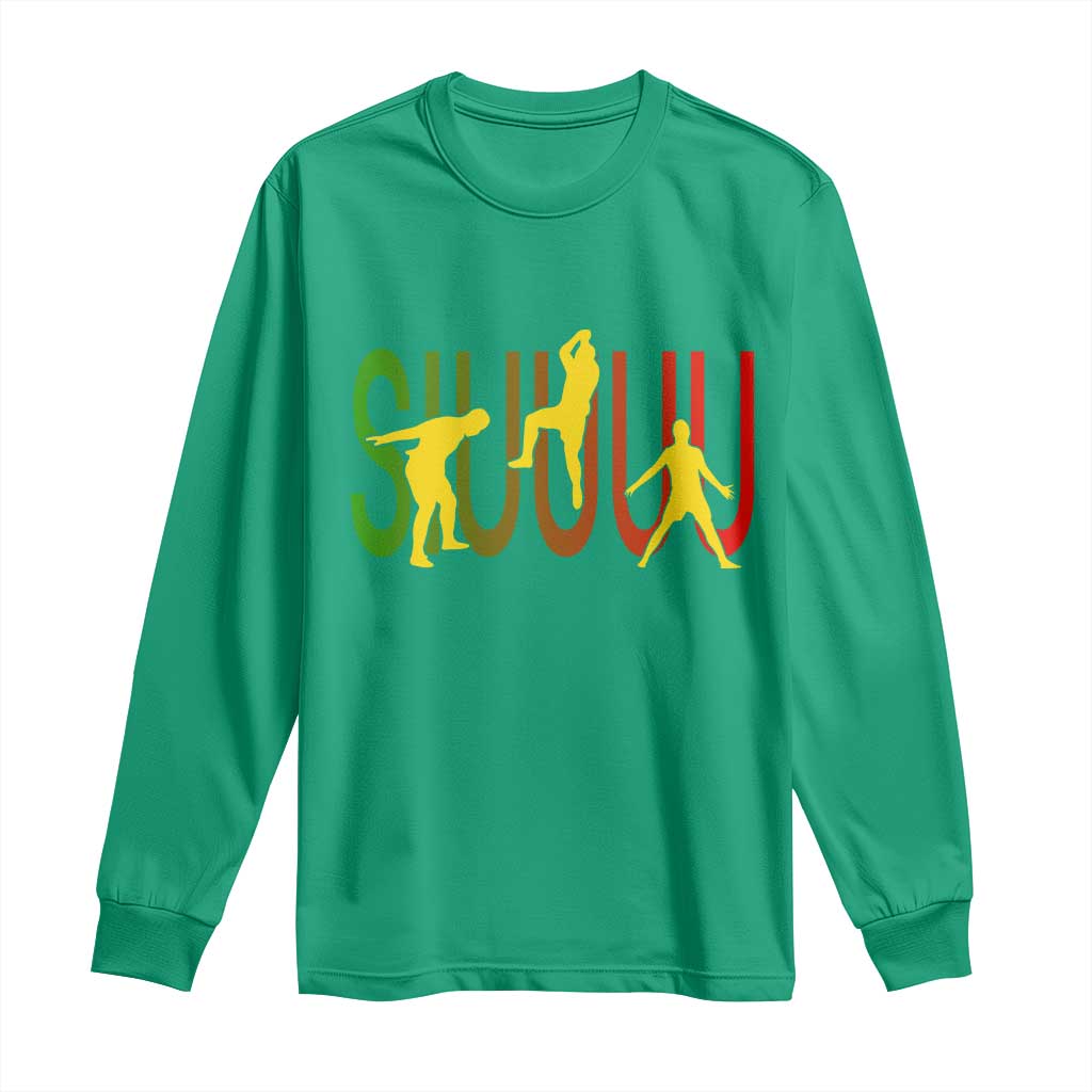 Funny Game Day Soccer Celebration Gift Long Sleeve Shirt Siuuuu