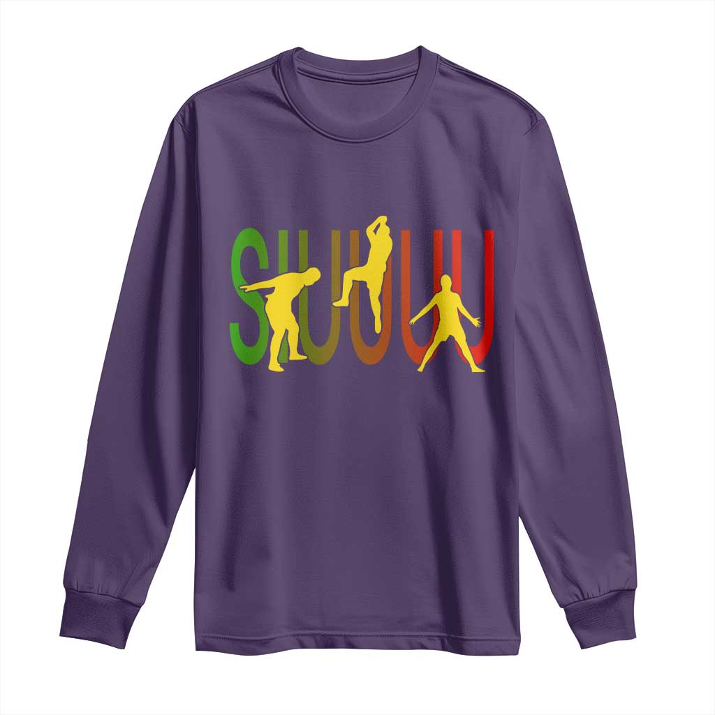 Funny Game Day Soccer Celebration Gift Long Sleeve Shirt Siuuuu