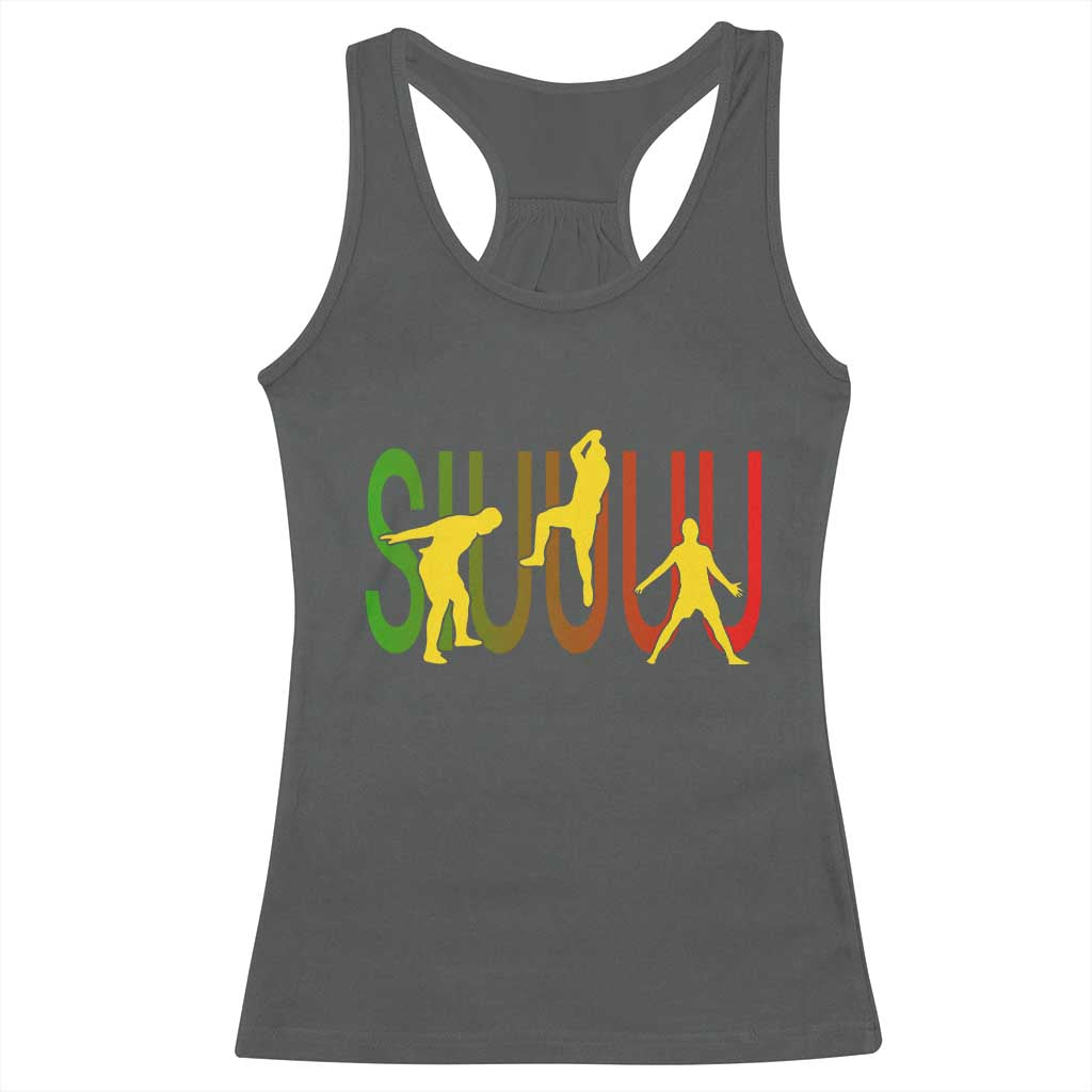 Funny Game Day Soccer Celebration Gift Racerback Tank Top Siuuuu