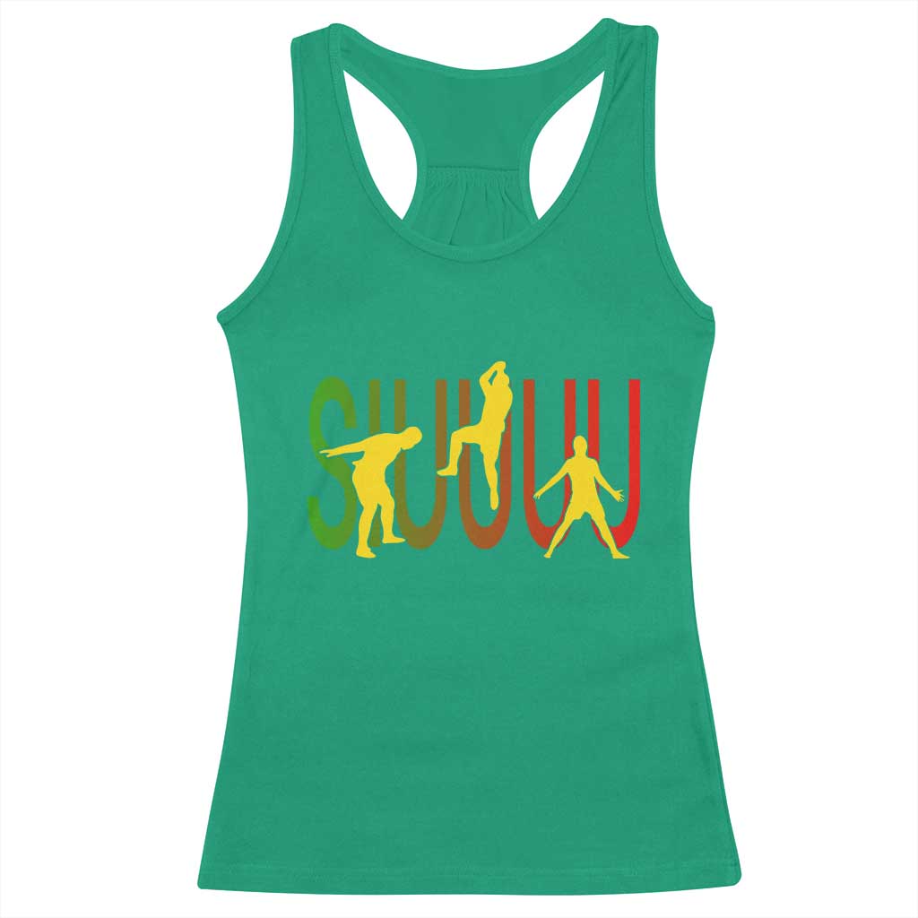 Funny Game Day Soccer Celebration Gift Racerback Tank Top Siuuuu