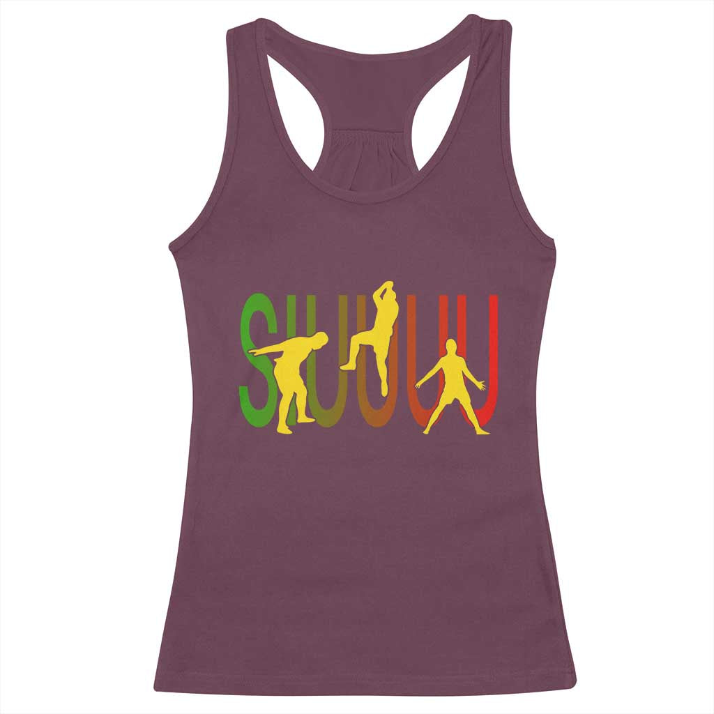 Funny Game Day Soccer Celebration Gift Racerback Tank Top Siuuuu