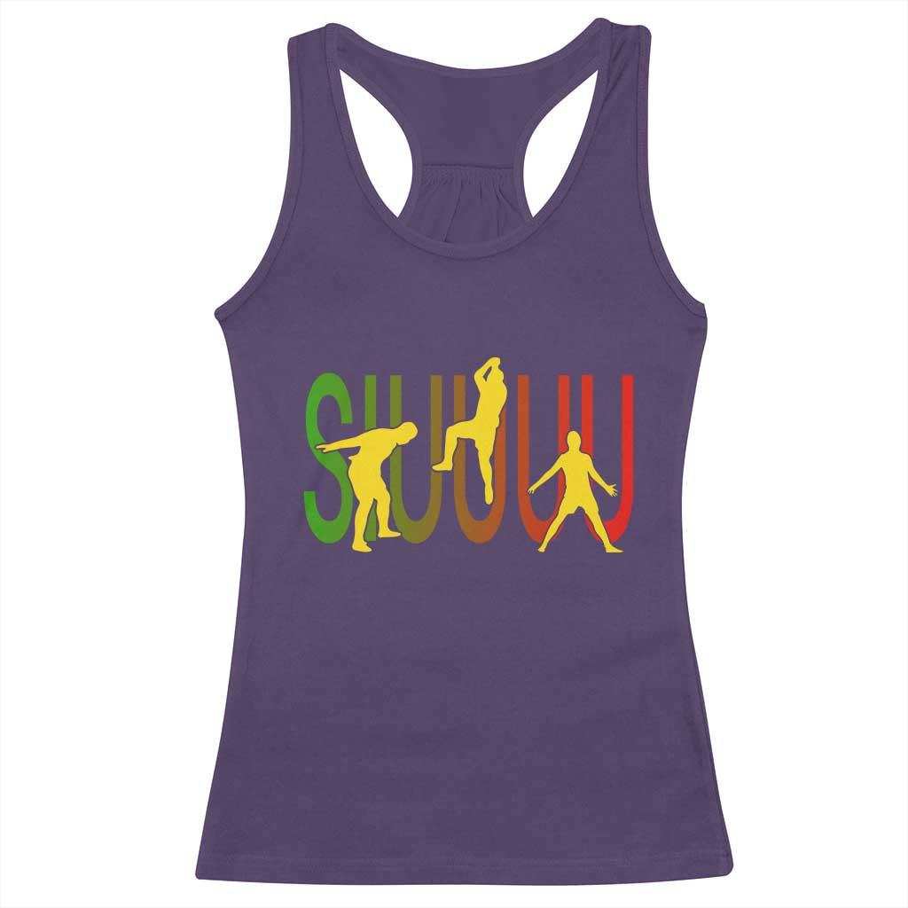 Funny Game Day Soccer Celebration Gift Racerback Tank Top Siuuuu