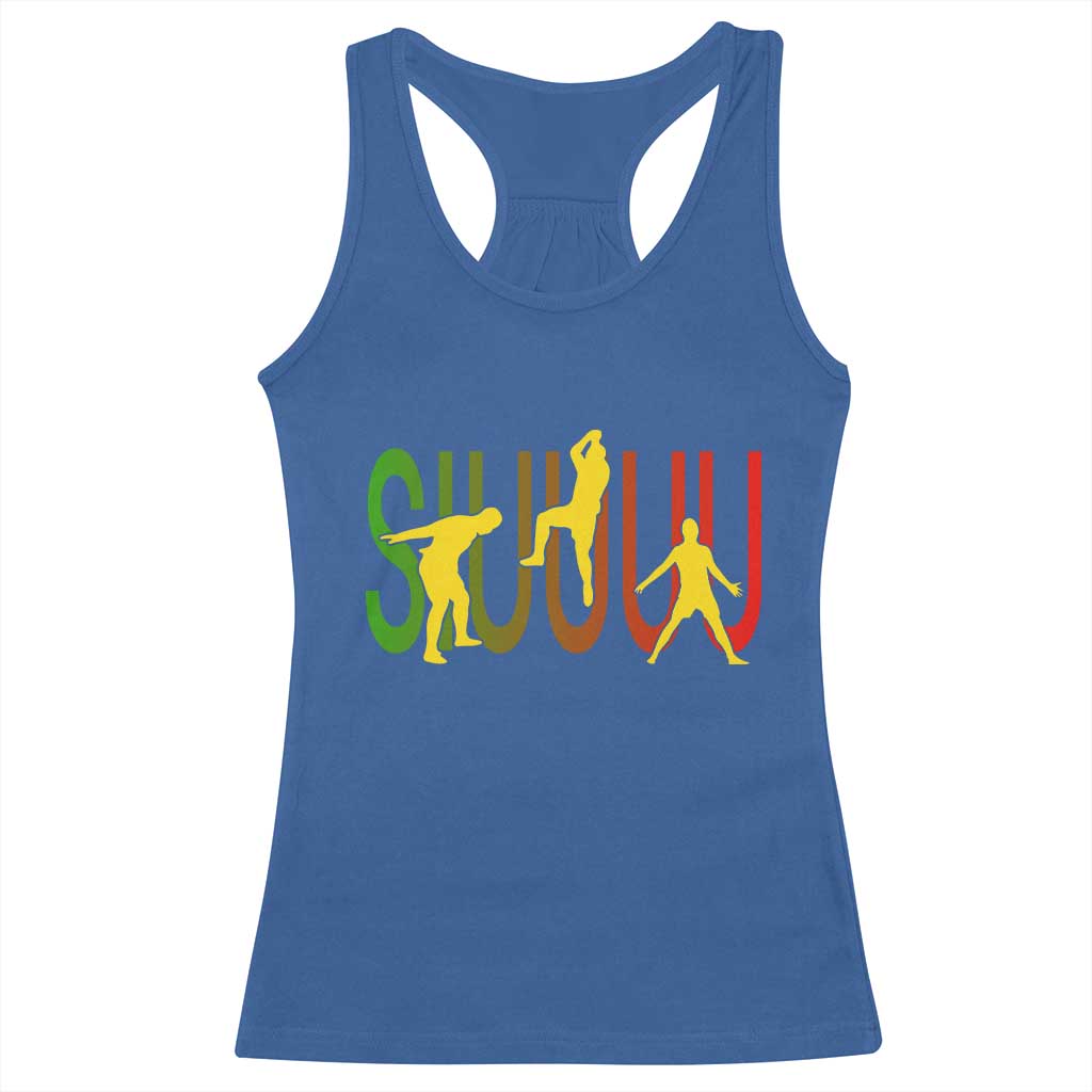 Funny Game Day Soccer Celebration Gift Racerback Tank Top Siuuuu