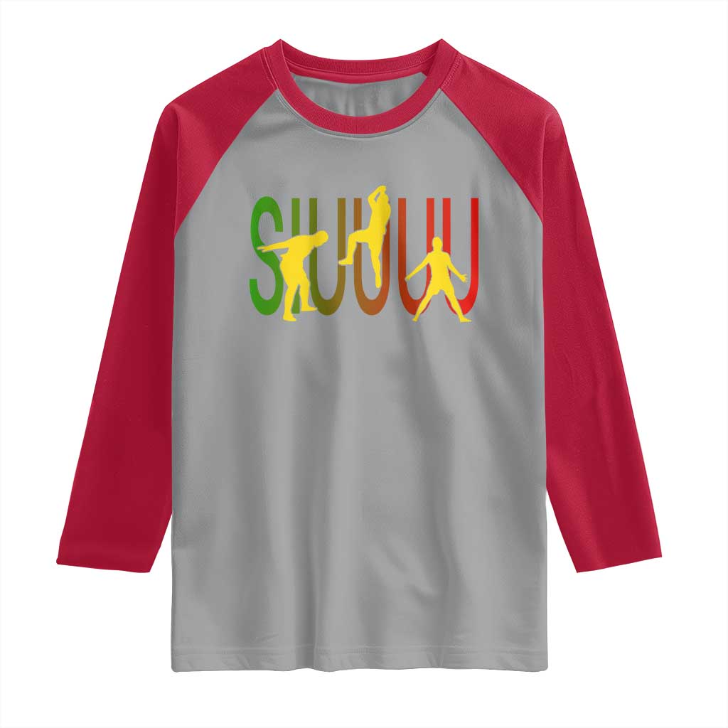 Funny Game Day Soccer Celebration Gift Raglan Shirt Siuuuu