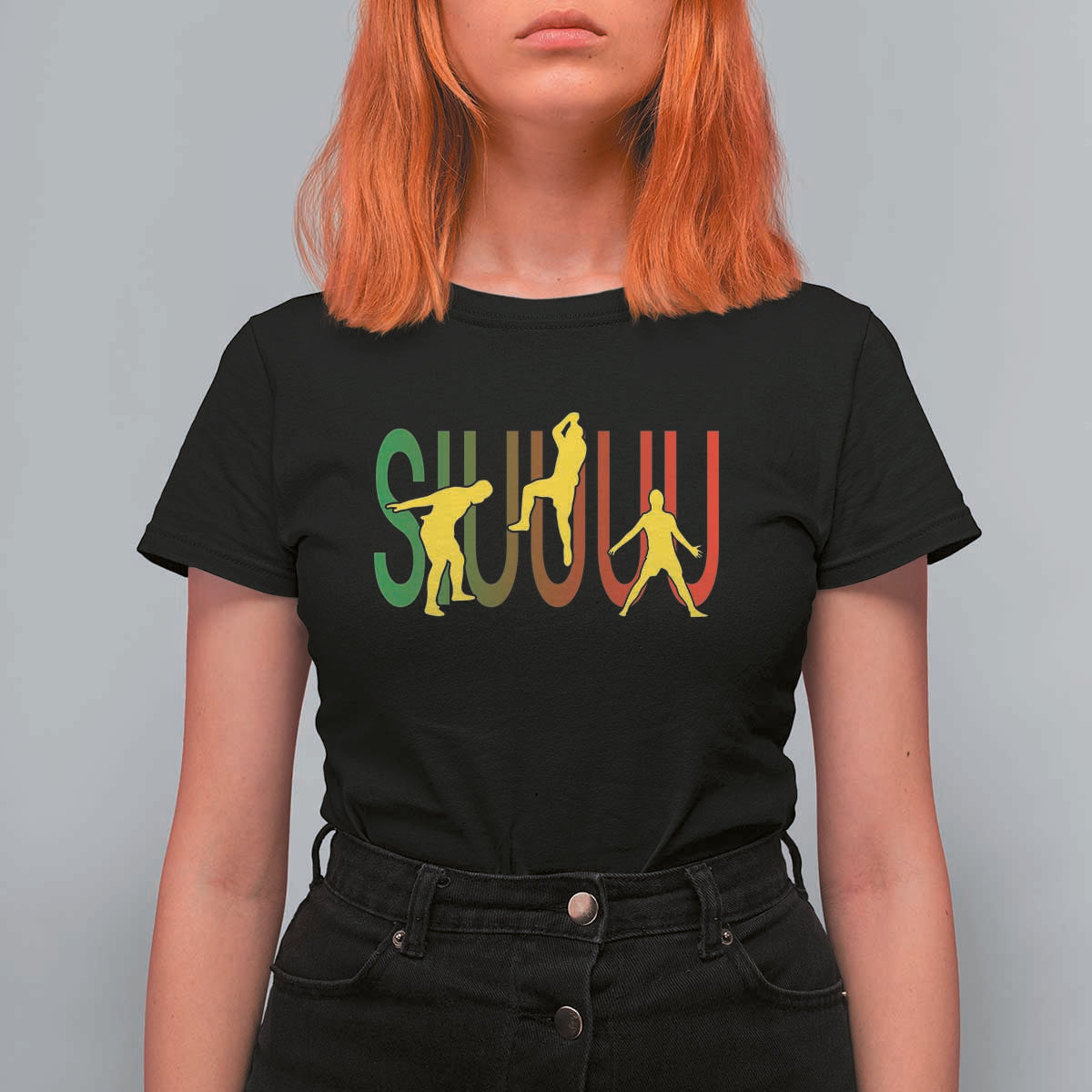 Funny Game Day Soccer Celebration Gift T Shirt For Women Siuuuu
