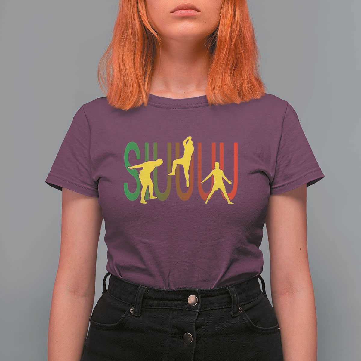 Funny Game Day Soccer Celebration Gift T Shirt For Women Siuuuu