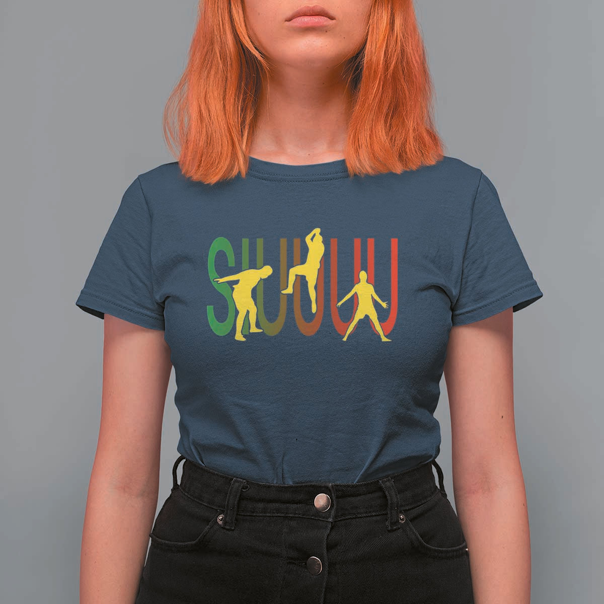 Funny Game Day Soccer Celebration Gift T Shirt For Women Siuuuu