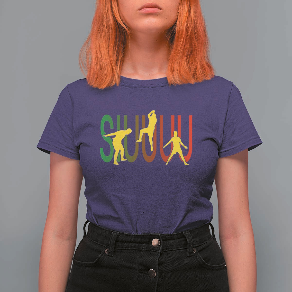 Funny Game Day Soccer Celebration Gift T Shirt For Women Siuuuu