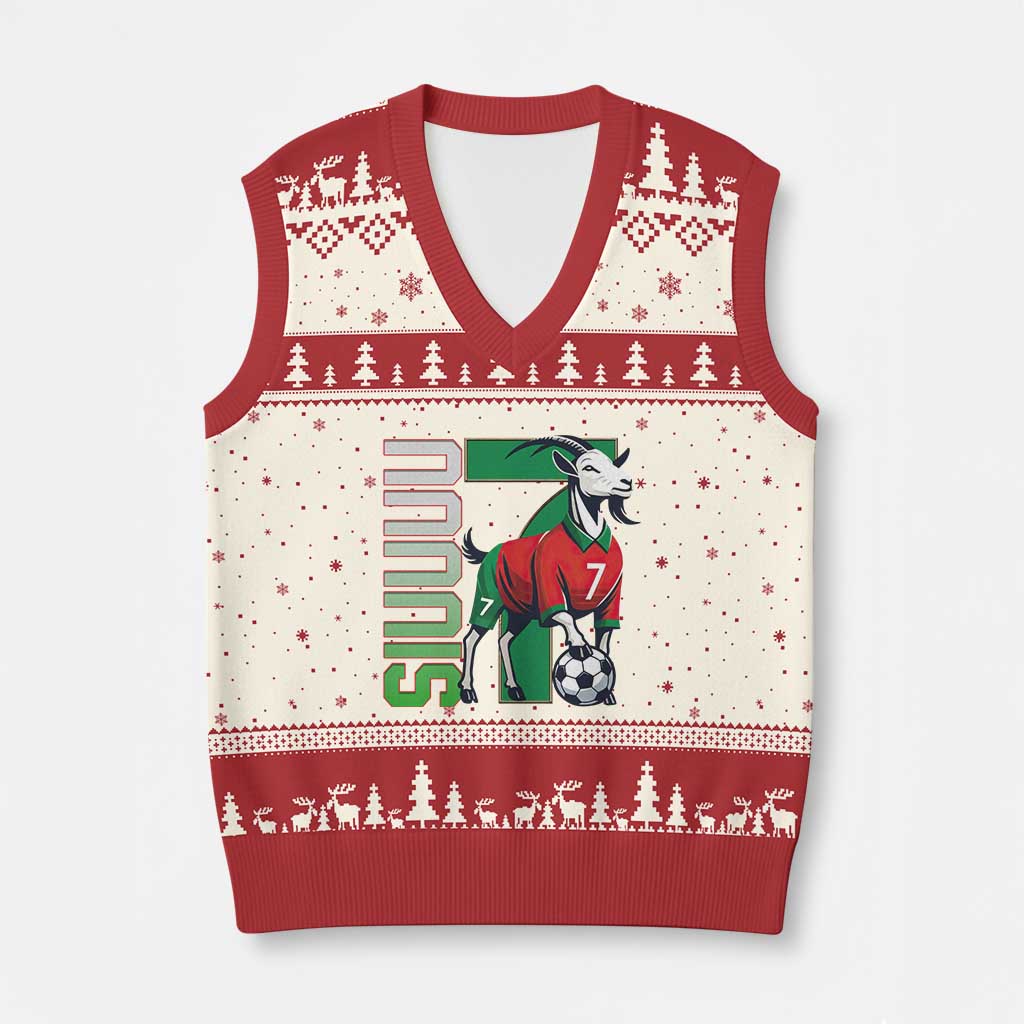 Siuuuu Game Day Soccer Celebration V-Neck Knit Sweater Vest Gift For Fans