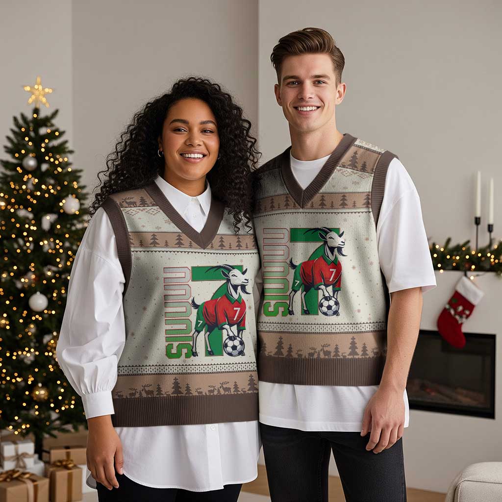 Siuuuu Game Day Soccer Celebration V-Neck Knit Sweater Vest Gift For Fans