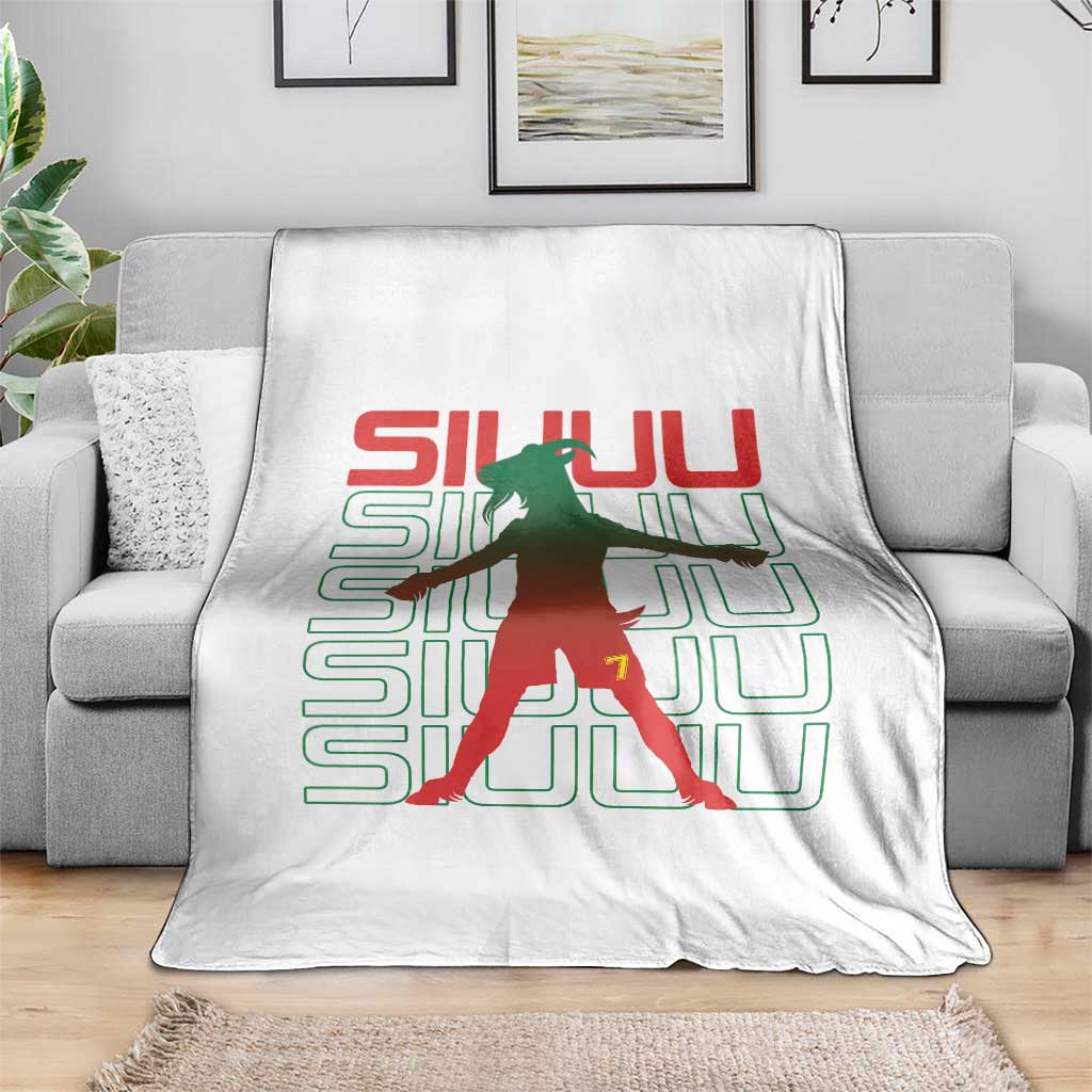 Funny Siuuuu Throw Blanket Iconic Goal Shout Soccer Lover Gift