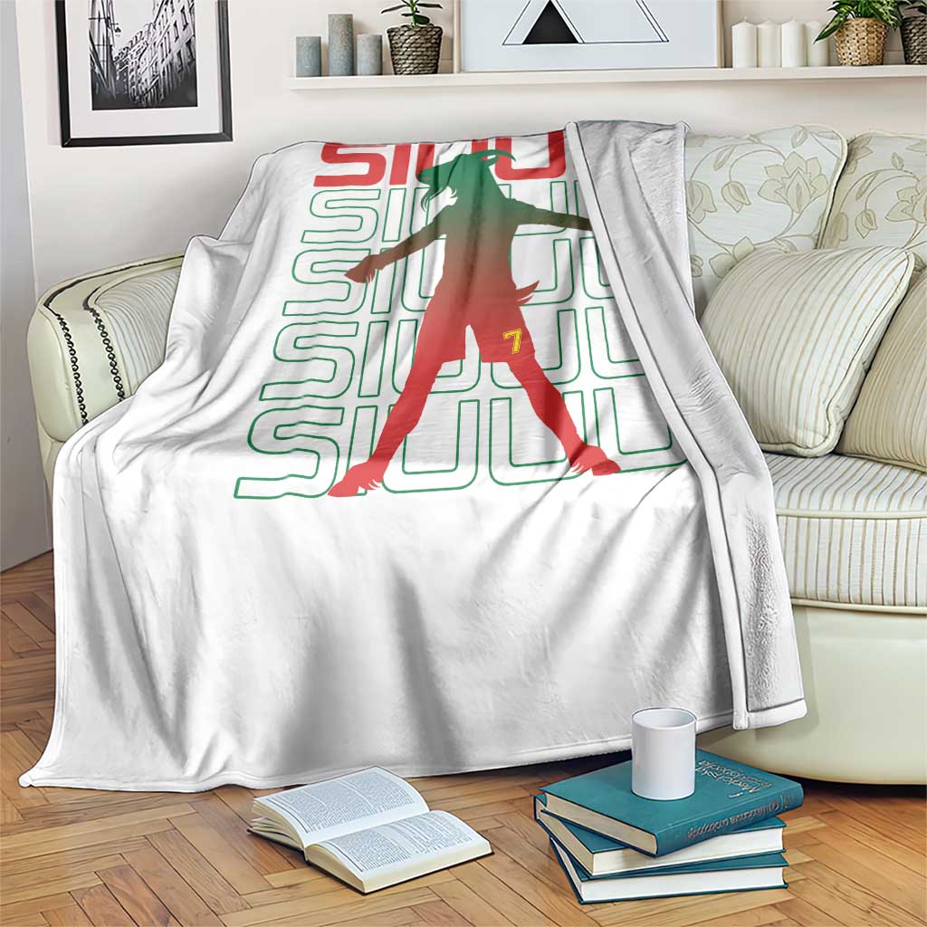 Funny Siuuuu Throw Blanket Iconic Goal Shout Soccer Lover Gift