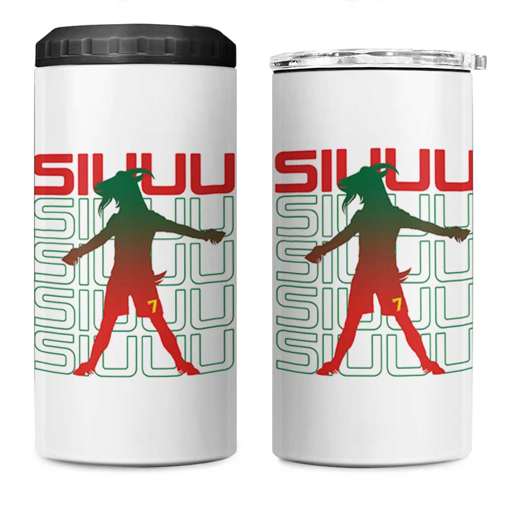 Funny Siuuuu 4 in 1 Can Cooler Tumbler Iconic Goal Shout Soccer Lover Gift