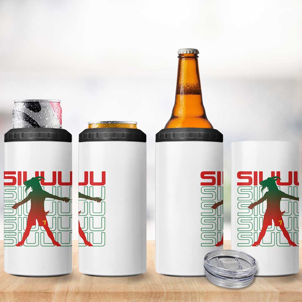 Funny Siuuuu 4 in 1 Can Cooler Tumbler Iconic Goal Shout Soccer Lover Gift