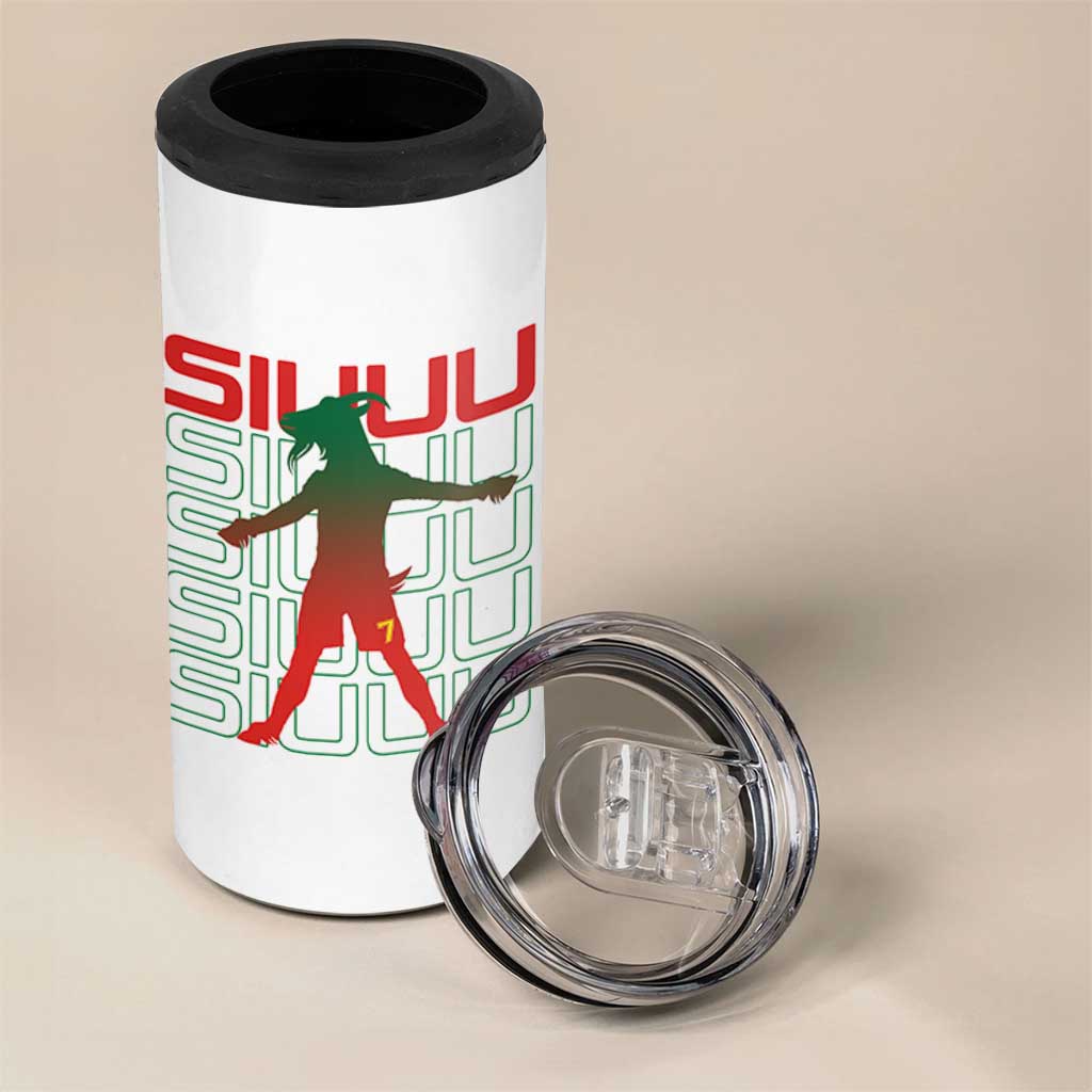 Funny Siuuuu 4 in 1 Can Cooler Tumbler Iconic Goal Shout Soccer Lover Gift