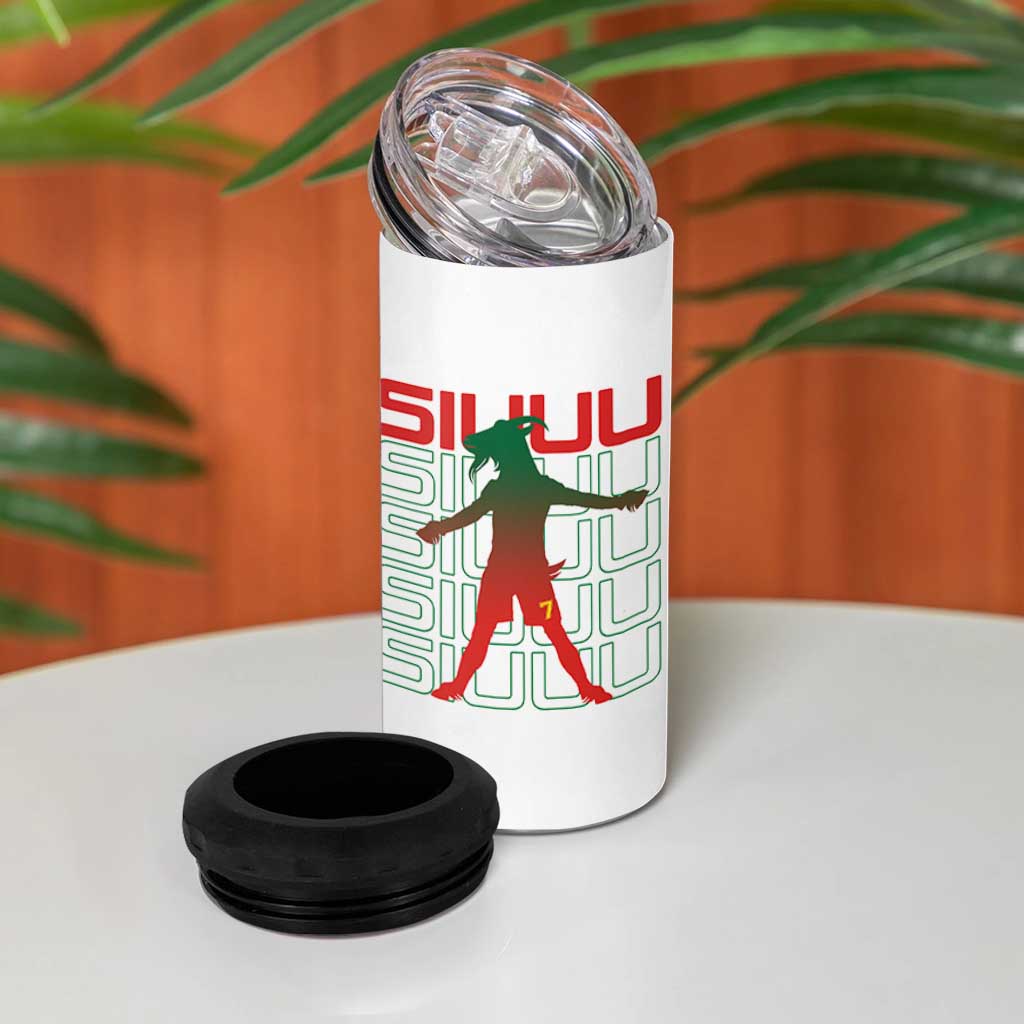 Funny Siuuuu 4 in 1 Can Cooler Tumbler Iconic Goal Shout Soccer Lover Gift
