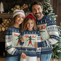 Funny Siuuuu Ugly Christmas Sweater Iconic Goal Shout Soccer Lover Gift