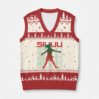 Funny Siuuuu V-Neck Knit Sweater Vest Iconic Goal Shout Soccer Lover Gift