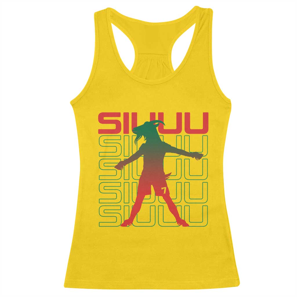 Funny Siuuuu Racerback Tank Top Iconic Goal Shout Soccer Lover Gift