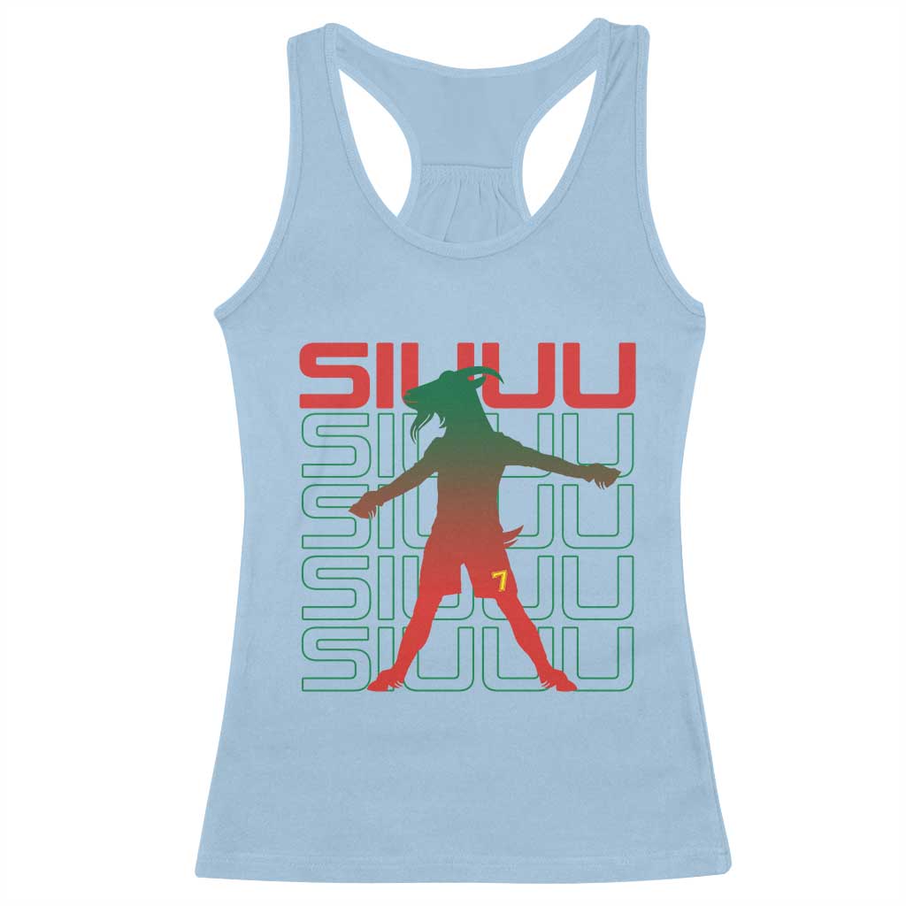 Funny Siuuuu Racerback Tank Top Iconic Goal Shout Soccer Lover Gift