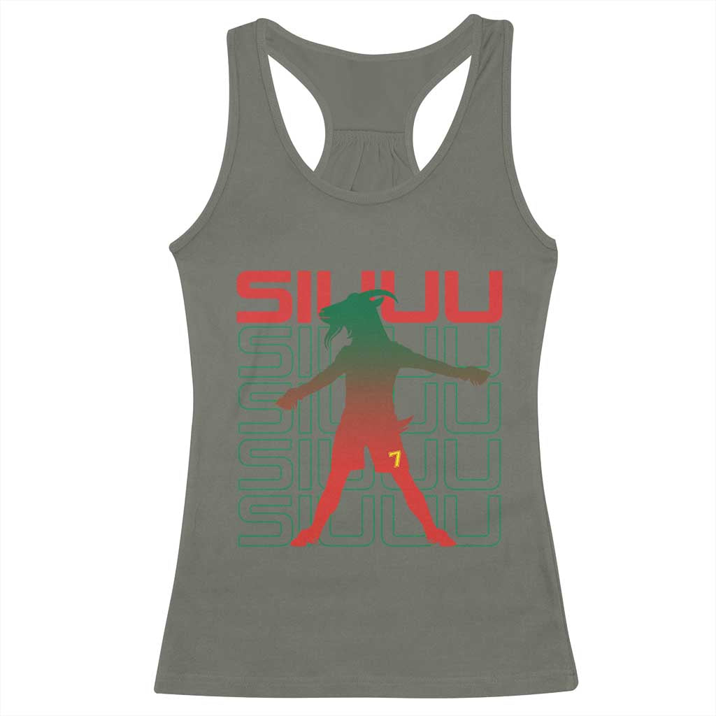 Funny Siuuuu Racerback Tank Top Iconic Goal Shout Soccer Lover Gift