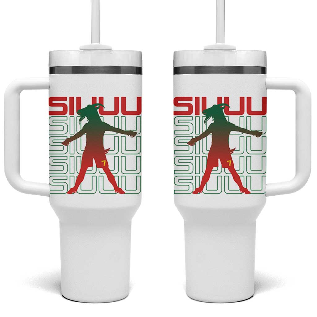 Funny Siuuuu Tumbler With Handle Iconic Goal Shout Soccer Lover Gift
