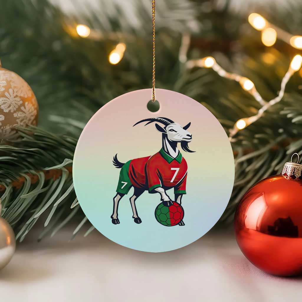Number Seven Soccer GOAT Siuuuu Celebration Ceramic Ornament