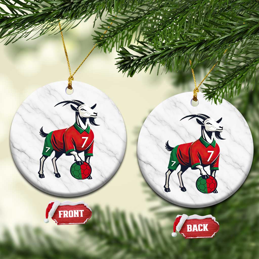 Number Seven Soccer GOAT Siuuuu Celebration Ceramic Ornament