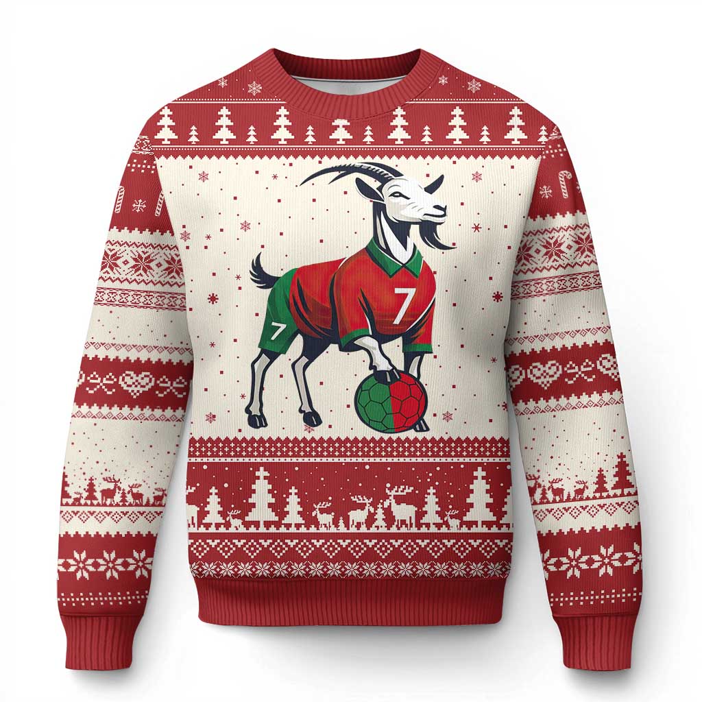 Number Seven Soccer GOAT Siuuuu Celebration Ugly Christmas Sweater