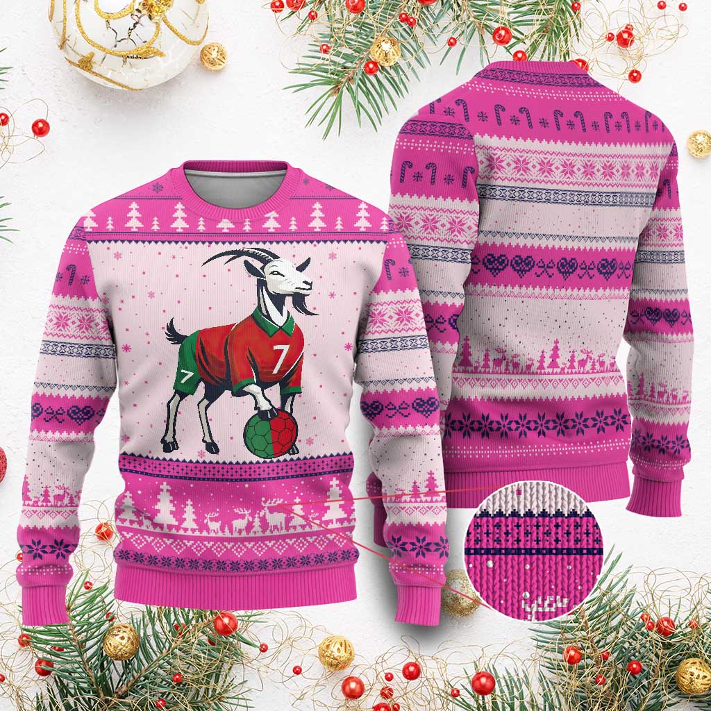 Number Seven Soccer GOAT Siuuuu Celebration Ugly Christmas Sweater