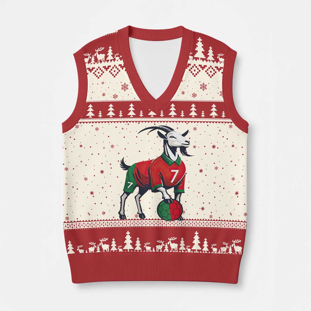 Number Seven Soccer GOAT Siuuuu Celebration V-Neck Knit Sweater Vest