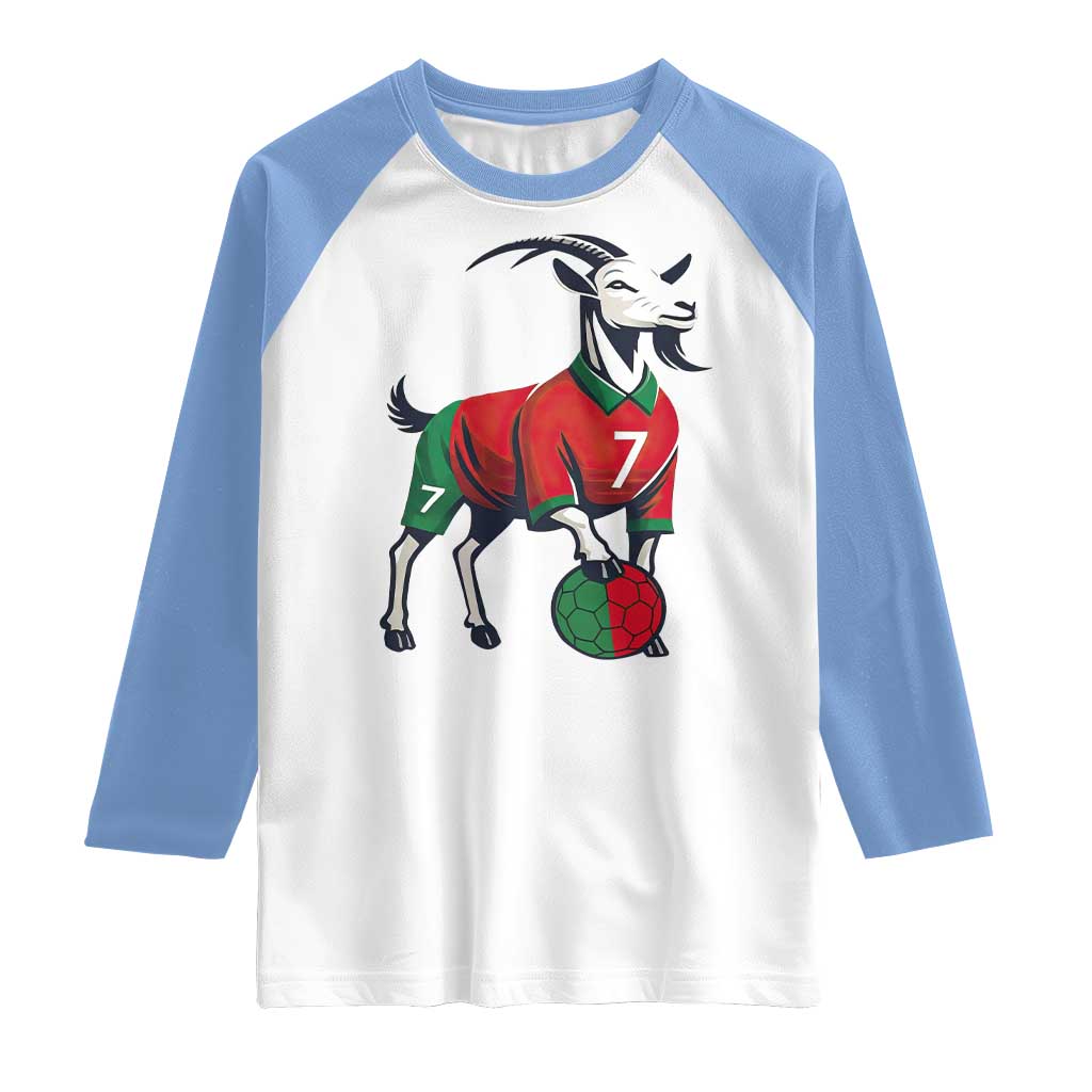 Number Seven Soccer GOAT Siuuuu Celebration Raglan Shirt