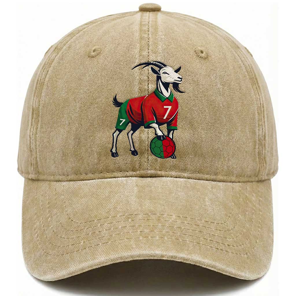 Number Seven Soccer GOAT Siuuuu Celebration Washed Cotton Baseball Cap