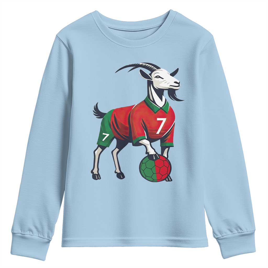 Number Seven Soccer GOAT Siuuuu Celebration Youth Sweatshirt