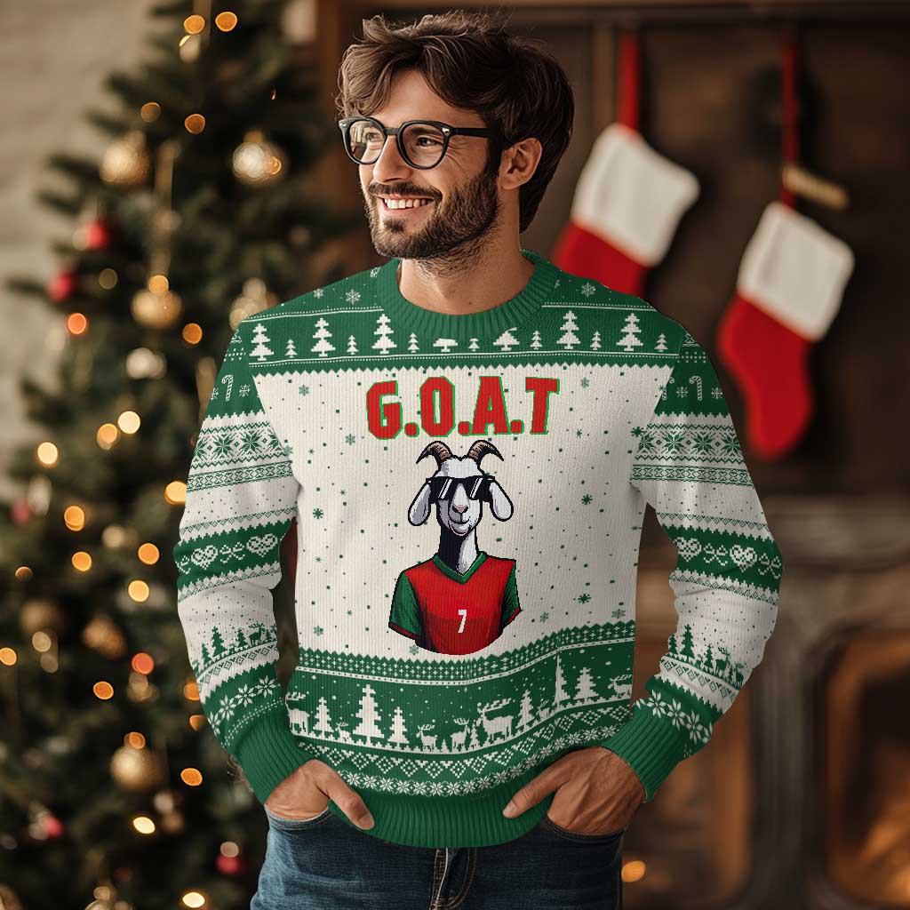Siuuuu Goat Soccer Celebration Ugly Christmas Sweater Gift For Fans