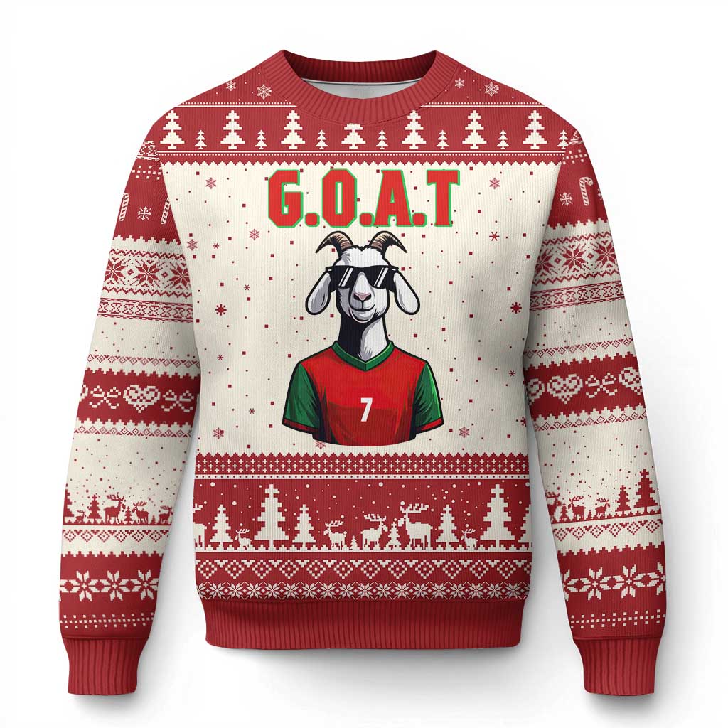 Siuuuu Goat Soccer Celebration Ugly Christmas Sweater Gift For Fans