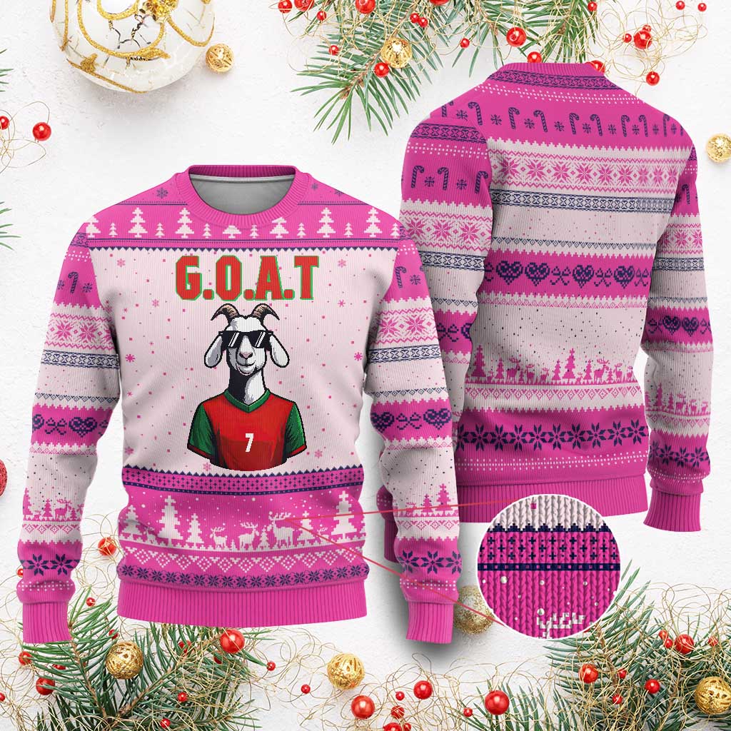 Siuuuu Goat Soccer Celebration Ugly Christmas Sweater Gift For Fans