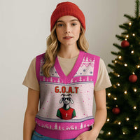 Siuuuu Goat Soccer Celebration V-Neck Knit Sweater Vest Gift For Fans