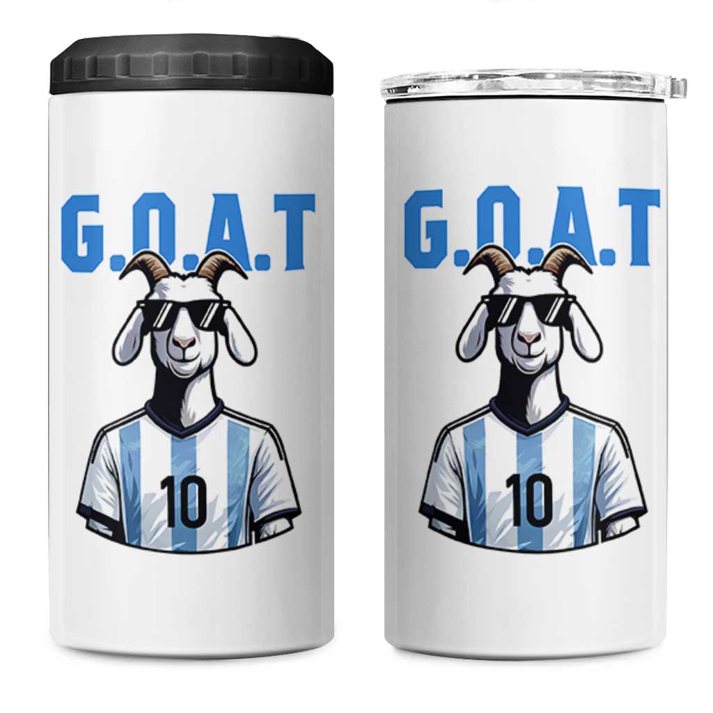 The Goat Of Soccer Number Ten 4 in 1 Can Cooler Tumbler Gift For Fans